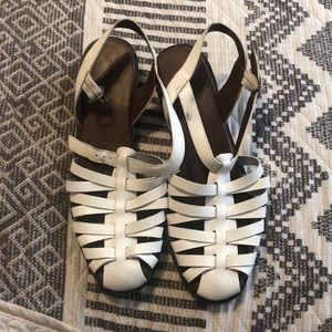White lattice sandals